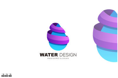 water design logo gradient color vector