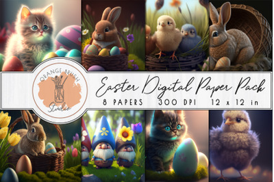 Digital Paper Bundle Vol.3 Easter Bunny Spring Digital Paper