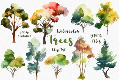 Watercolor Trees Clipart, Plant Clipart
