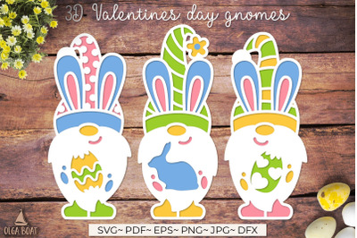 3d layered easter gnome | Bunny gnome svg