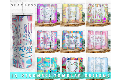 Kindness Tumbler Sublimation Designs Bundle, 20 Oz Skinny Tumbler PNG
