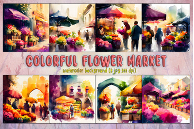 Colorful Flower Market Watercolor