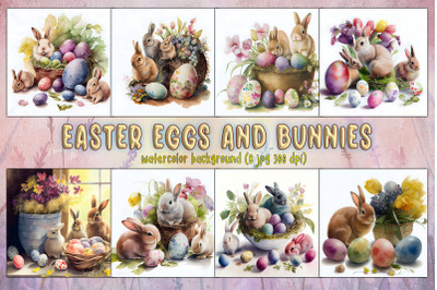 Easter Eggs And Bunnies Watercolor