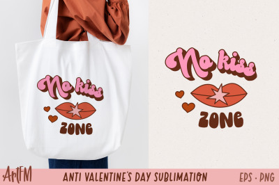 No Kiss Zone | Anti Valentine&#039;s Day Sublimation Print