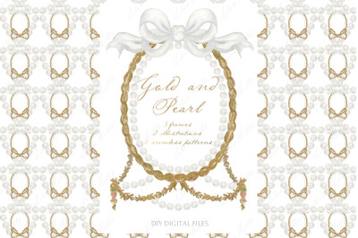 Gold and Pearls Vintage Bow Frames