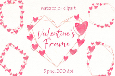 Watercolor Heart Valentine Frame Clipart, Wedding frames png