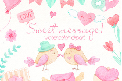 Watercolor Valentines clipart | Valentine&#039;s Day bundle | PNG