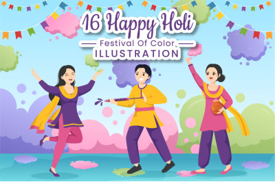 16 Happy Holi Festival Illustration