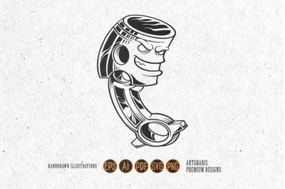 Piston head hot rod logo illustrations silhouette