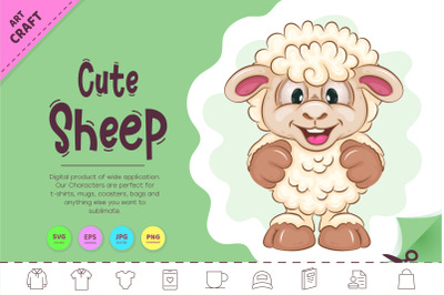 Cute Cartoon Sheep. Clipart.