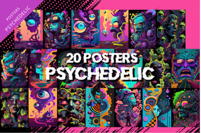 Psychedelic poster set. Art.