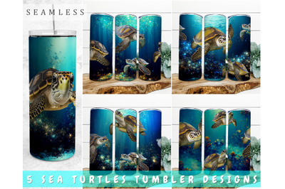 Sea Turtles Tumbler Wraps Bundle, 20 Oz Skinny Tumbler Sea Turtle PNG