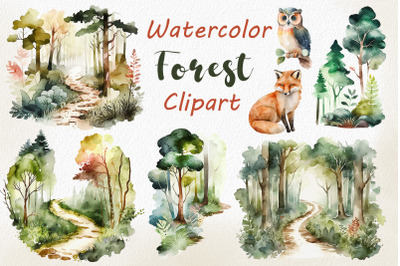 Forest clipart, Watercolor Path