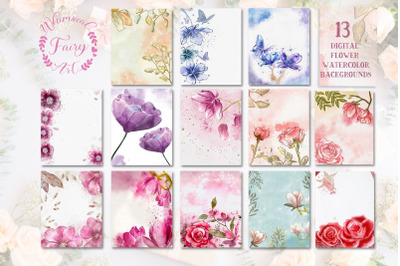 Watercolor Flower Papers