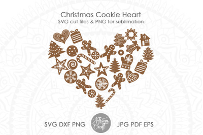 Christmas cookie heart, Christmas cookies SVG, PNG for sublimation