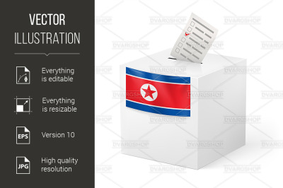 Ballot box with voting paper. North Korea