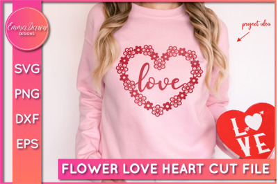 Flower Love Heart SVG | Flower Heart SVG