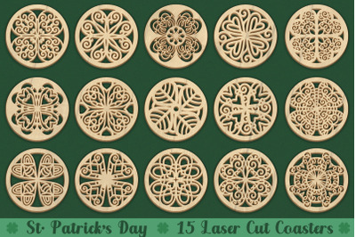 St Patricks 15 Laser Cut Coasters