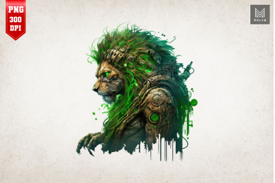 Cyberpunk Lion St Patrick&#039;s Day