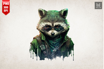 Cyberpunk Racoon St Patrick&#039;s Day