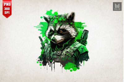 Cyberpunk Racoon St Patrick&#039;s Day 2