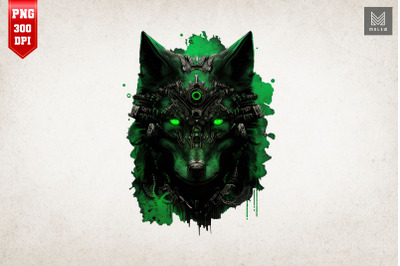 Cyberpunk Wolf St Patrick&#039;s Day