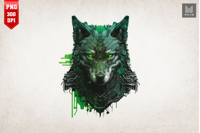 Cyberpunk Wolf St Patrick&#039;s Day 2