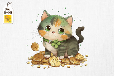 Cute Cat &amp;amp; Gold Coins St Patrick&amp;&23;039;s Day