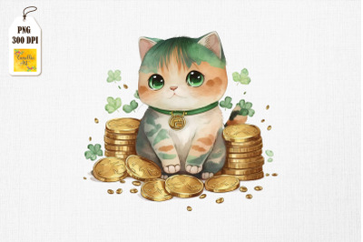 Cute Cat &amp;amp; Gold Coins St Patrick&amp;&23;039;s Day 2