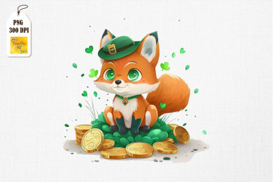 Cute Fox &amp; Gold Coins St Patrick&#039;s Day