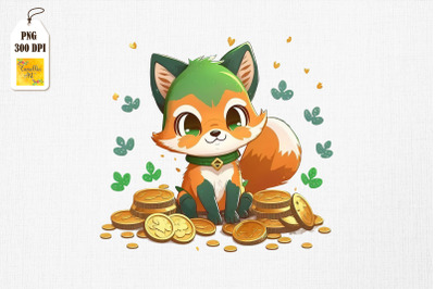 Cute Fox &amp; Gold Coins St Patrick&#039;s Day 2