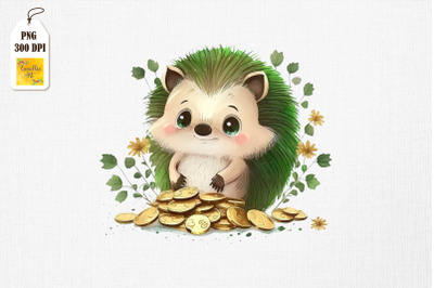 Hedgehog &amp; Gold Coins St Patrick&#039;s Day