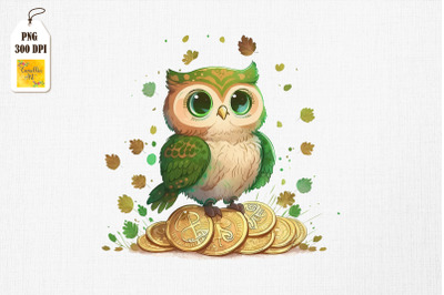 Cute Owl &amp; Gold Coins St Patrick&#039;s Day