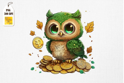 Cute Owl &amp; Gold Coins St Patrick&#039;s Day 2