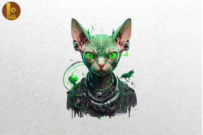 Cyberpunk Sphynx Cat St Patrick&amp;&23;039;s Day