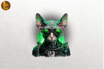 Cyberpunk Sphynx Cat St Patrick&amp;&23;039;s Day 2