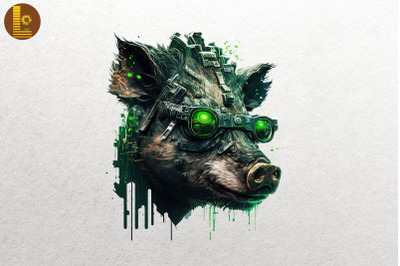 Cyberpunk Boar St Patrick&#039;s Day