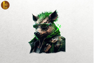 Cyberpunk Boar St Patrick&#039;s Day 2