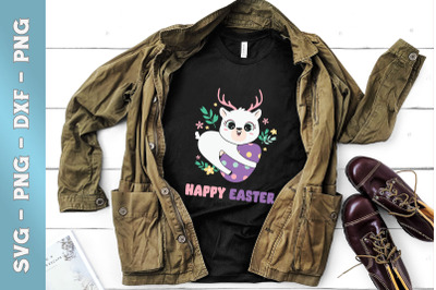 Happy Easter chibi Deer Egg Floral