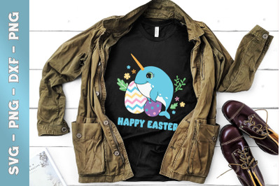 Happy Easter chibi Narwhal Egg Floral