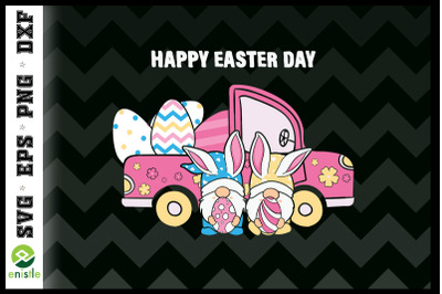 Happy Easter Day Gnome Couple Car Truck