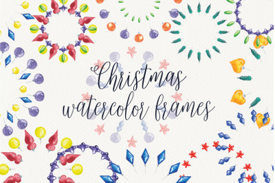 Watercolor Christmas Colorful Frames