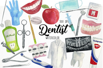 Watercolor Dentist Clipart, Dental Clipart, Odontologist Clipart