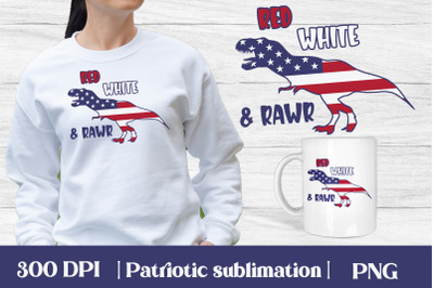 Patriotic dinosaur sublimation | Patriotic flag PNG