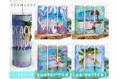 Beach Tumbler Wraps Bundle, 20 Oz Skinny Tumbler Beach Quote Designs