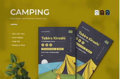 Camping Birthday - Invitation