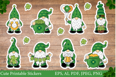 St Patrick&amp;&23;039;s Day Gnome Stickers | Printable Stickers