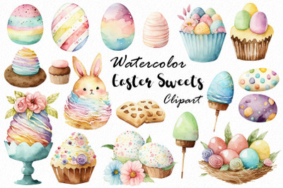 Watercolor Easter sweets clipart