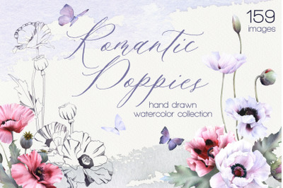 Romantic Poppies watercolor collection