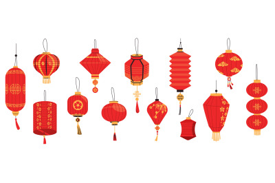 Asian lantern. Chinese japanese korean festival lights, oriental paper